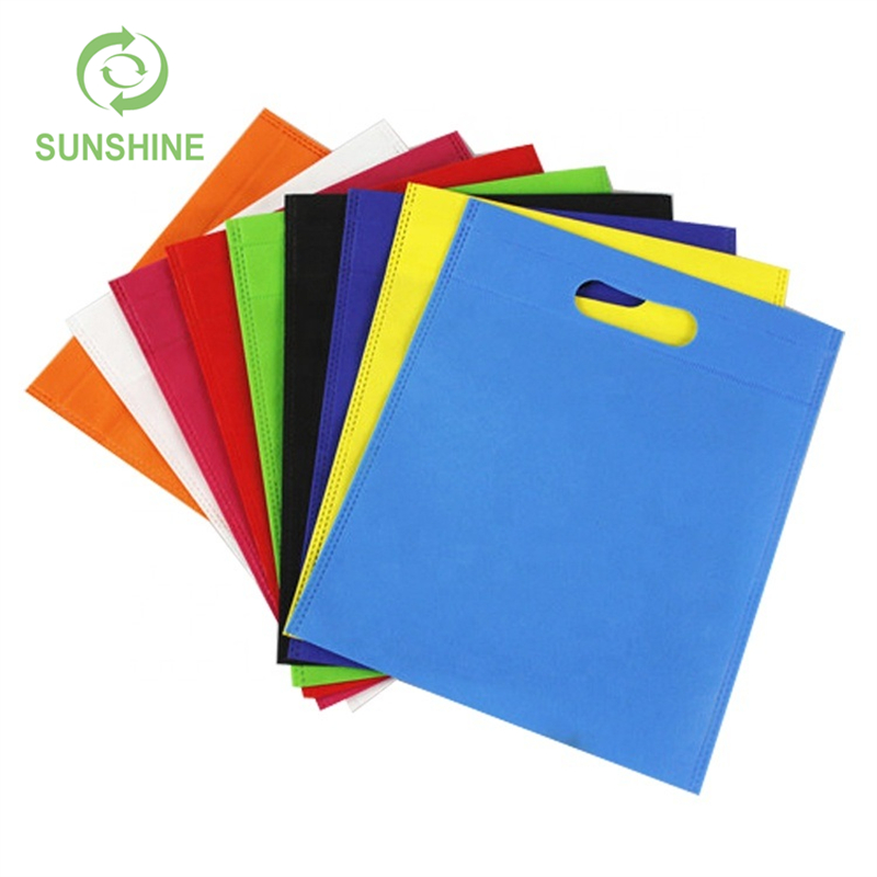 Colorful 100%pp Spunbond Nonwoven D-cut Nonwoven Shopping Bags