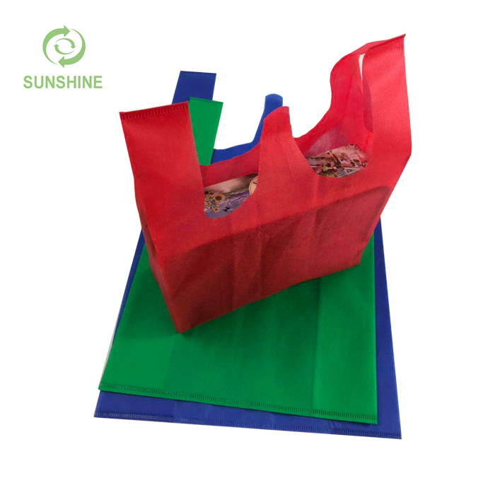 Eco-friendly 100% PP Nonwoven Fabric Cloth Colorful T-shirt Bag Spunbonded Shopping Bags