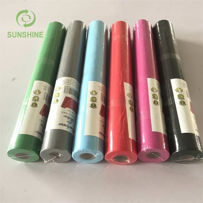 Hot Sale Colorful TNT 40-60gsm Disposable 100%Pp Spunbond Non Woven Tablecloth in Roll