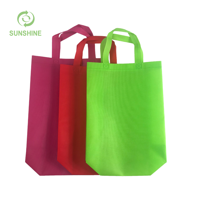 Eco Friendly colorful 100%pp Spunbond Tote Nonwoven Fabric Shopping Bag